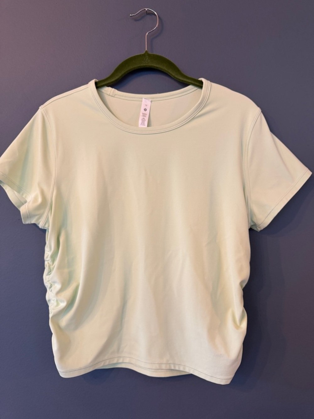 Lululemon Light Green Short Sleeve Ruched Tee